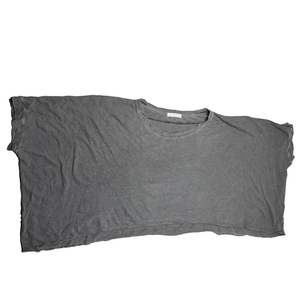 We The Free CC Tee Women Cropped Top L Gray Crew Neck Flowy Slouchy Fit Casual